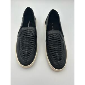 GIANNI BINI WOMEN'S BLACK ROPE LEATHER LOAFERS SIZE 7.5